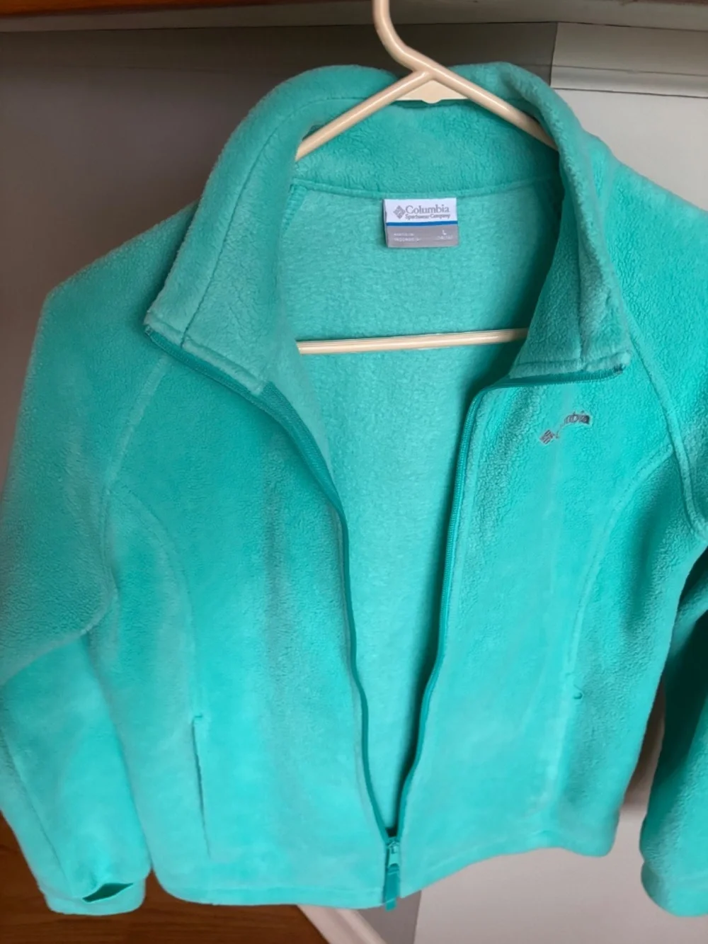 Columbia Fleece Teal Jacket Full Zip Size L 14/16 Youth